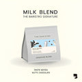The Baristro Signature Milk Blend dark roast espresso coffee beans from Myanmar, Thailand and Brazil, with nutty and chocolate tasting notes, available at Lamora UAE.