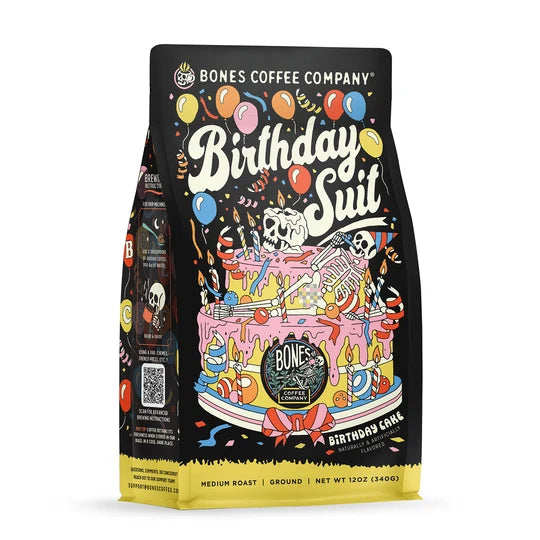 Bones Coffee Company Birthday Suit flavored coffee, 12 oz bag – alternate view