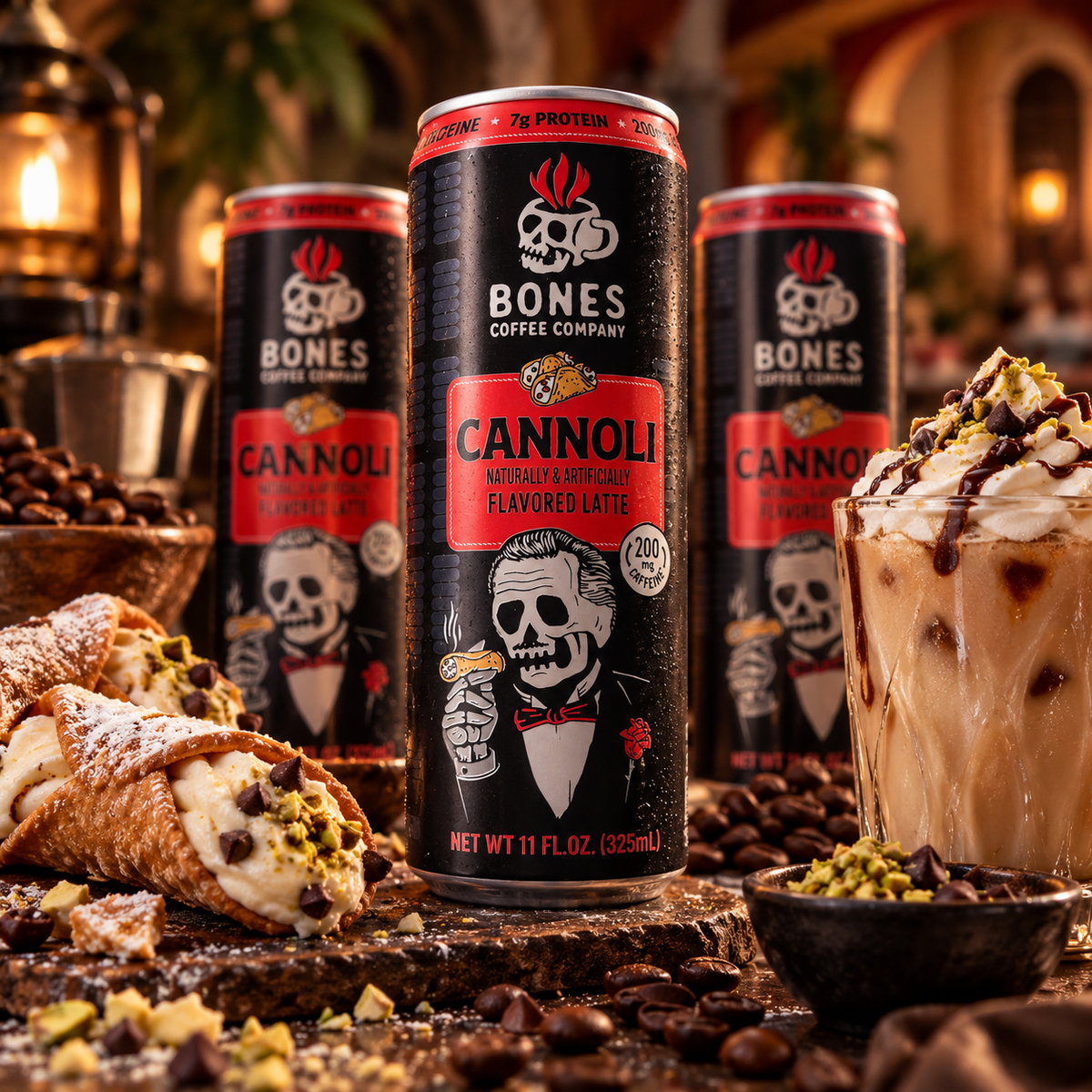 Bones Coffee Company Cannoli Latte, 11 fl oz (325 mL) can
