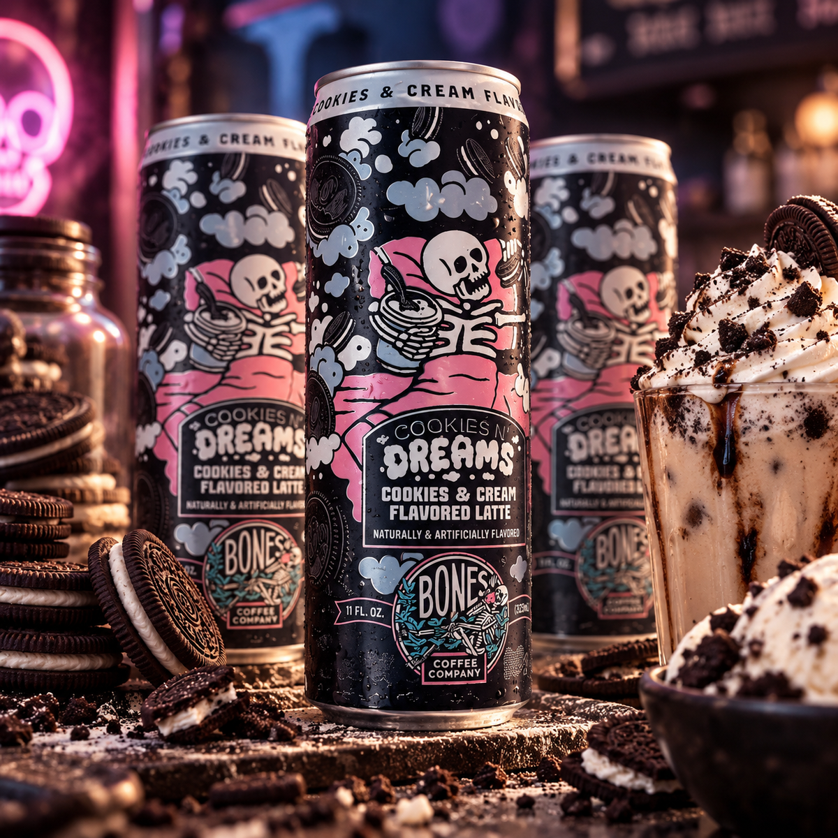 Bones Coffee Company Cookies N' Dreams Latte, 11 fl oz (325 mL) can – alternate view
