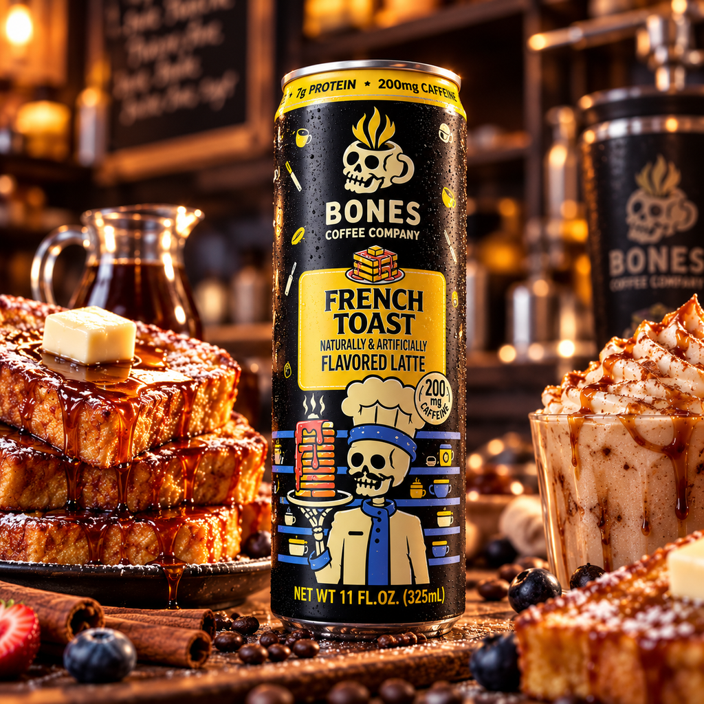 Bones Coffee Company French Toast Latte, 11 fl oz (325 mL) can
