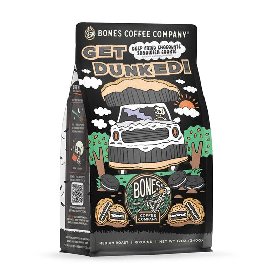 Bones Coffee Company Get Dunked! flavored coffee, 12 oz bag – detail view