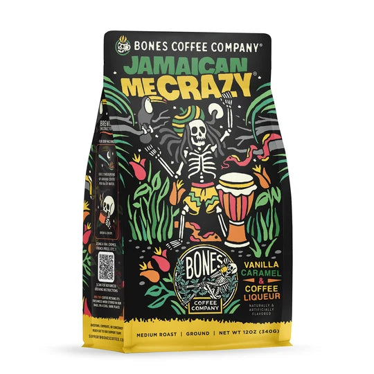 Bones Coffee Company Jamaican Me Crazy flavored coffee bag – alternate view