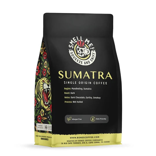 Bones Coffee Company Sumatra Single-Origin Coffee bag – detail view