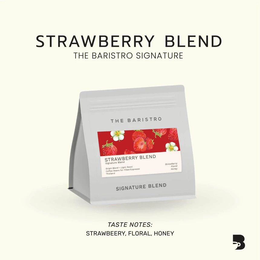 The Baristro Signature Strawberry Blend coffee bag