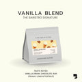 The Baristro Signature Vanilla Blend 100g light roast specialty coffee beans from Ethiopia and Colombia, with vanilla cream, chocolate and rum tasting notes, available at Lamora UAE.
