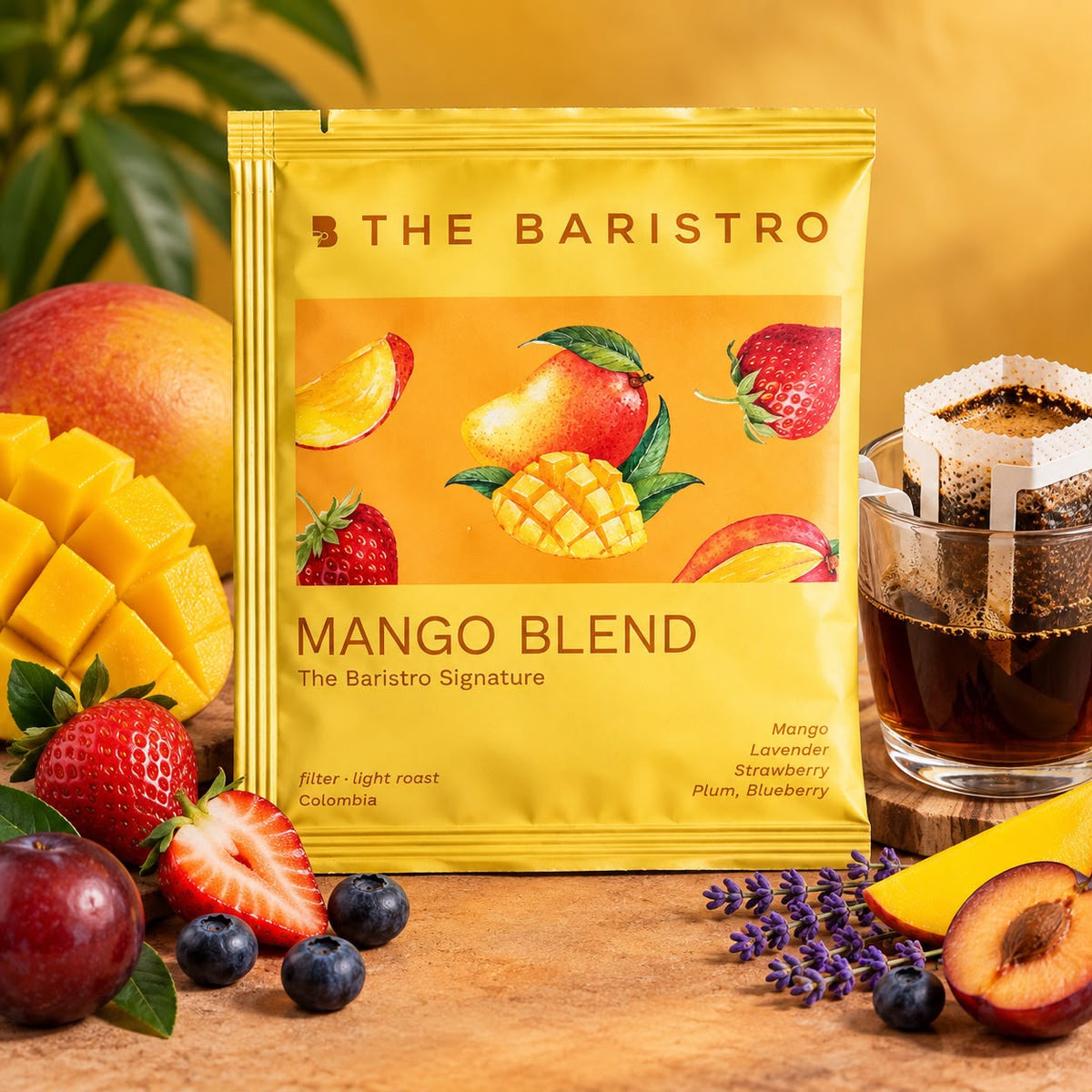 The Baristro Mango Blend drip bag coffee