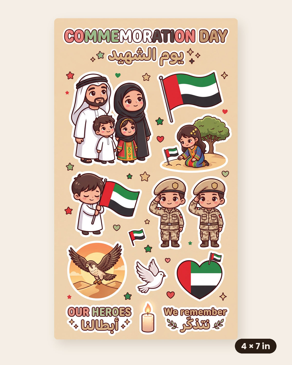 Commemoration Day - Family Tribute Sticker Sheet 4x7 in