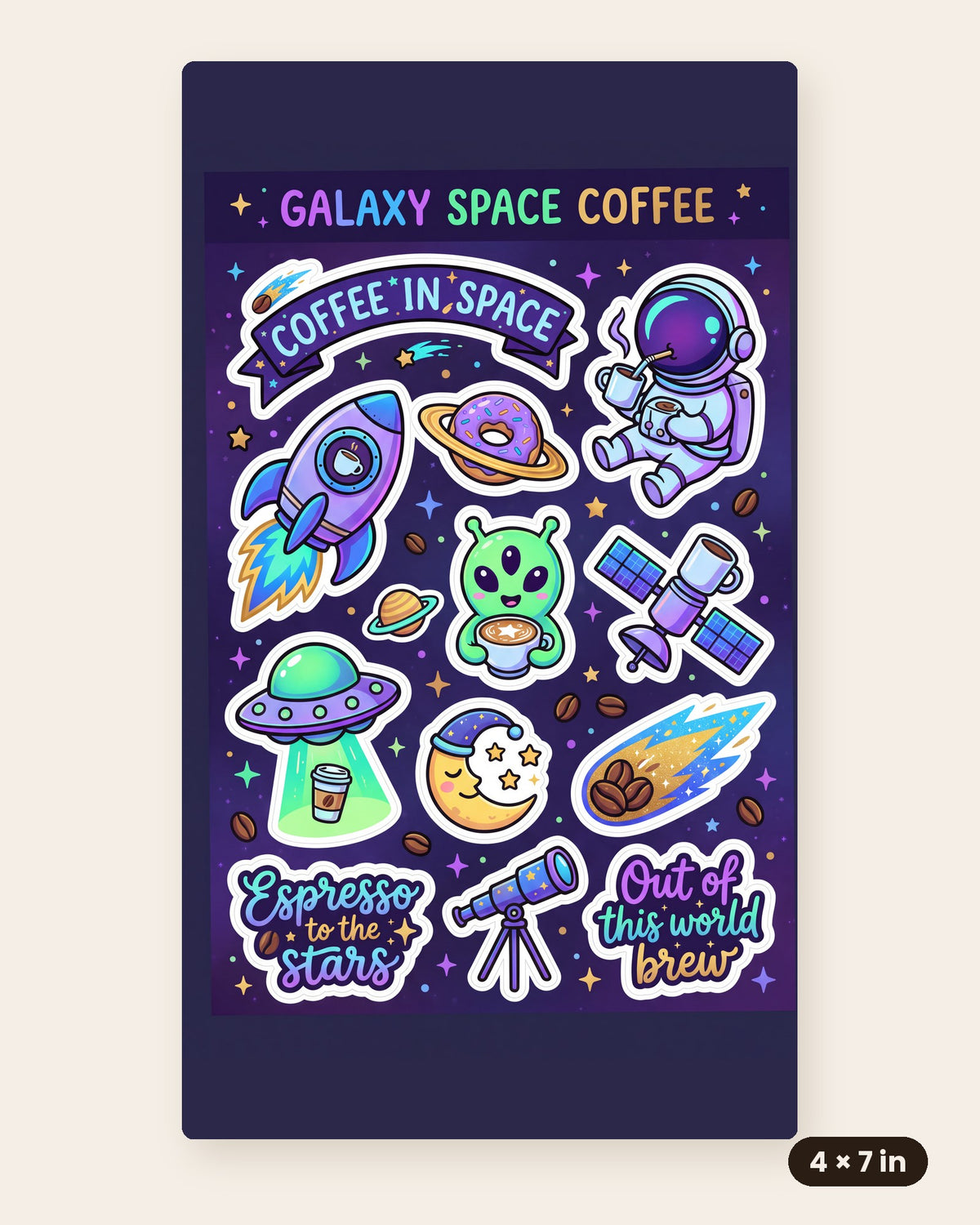 Galaxy Sticker Sheet 4x7 in