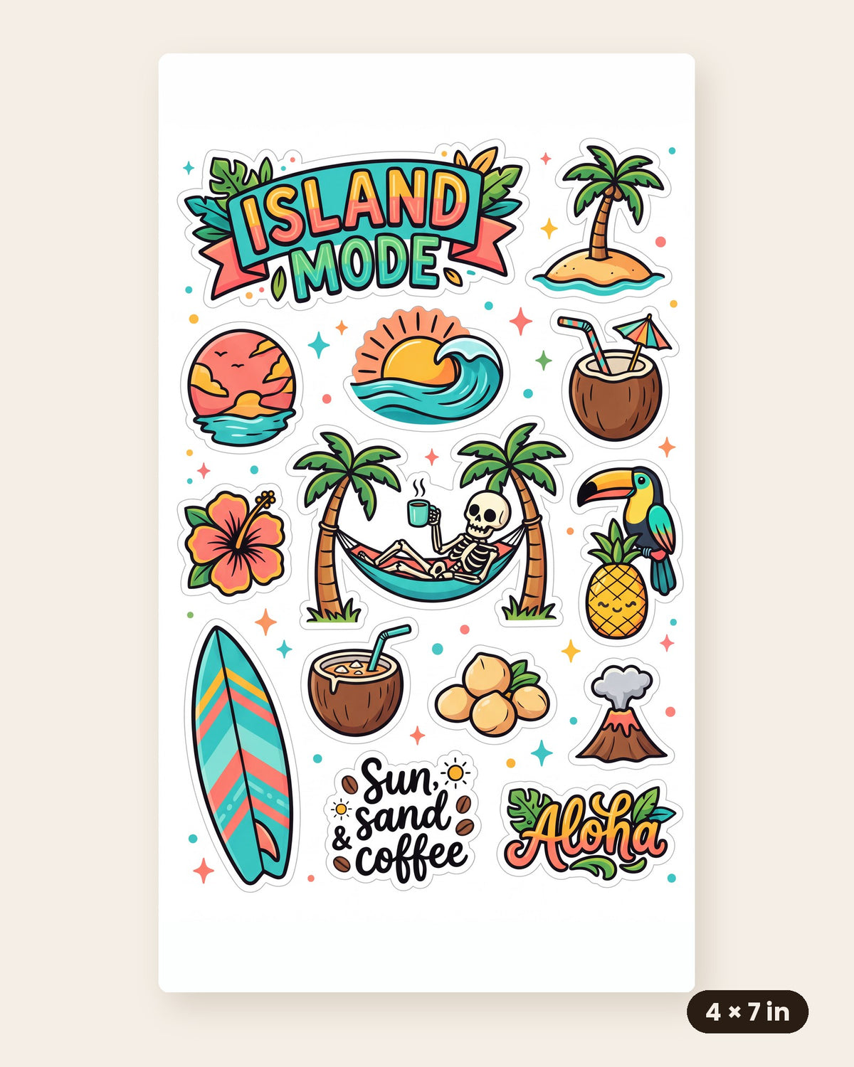 Island Sticker Sheet 4x7 in